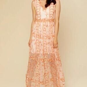 Altar'd State Peach Floral Maxi Dress